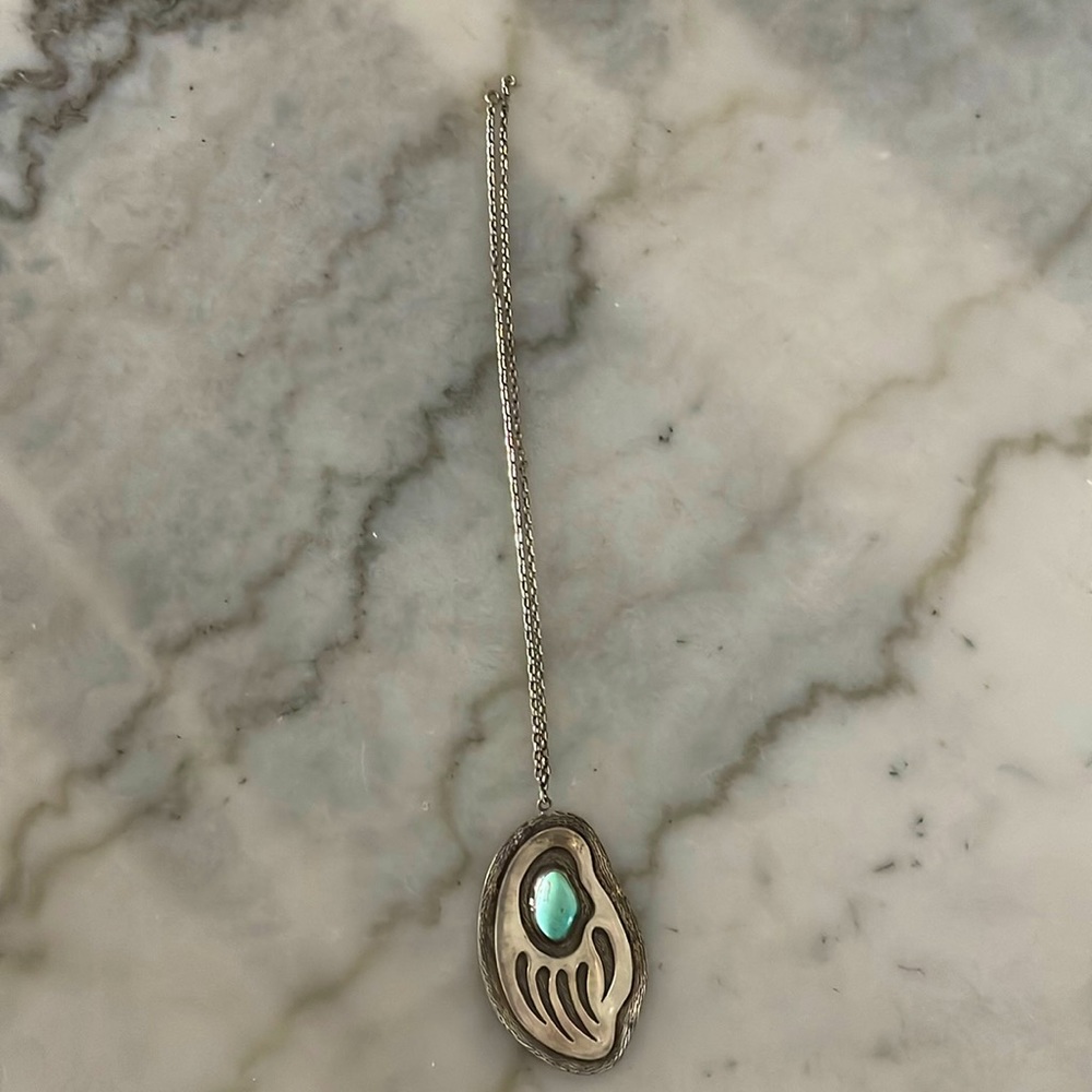 Antique Sterling Silver and Turquoise Necklace